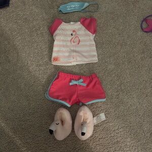 Pink Flamingo Doll Pajama Set